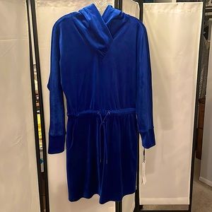 Cobalt blue Calvin Klein velour hooded dress